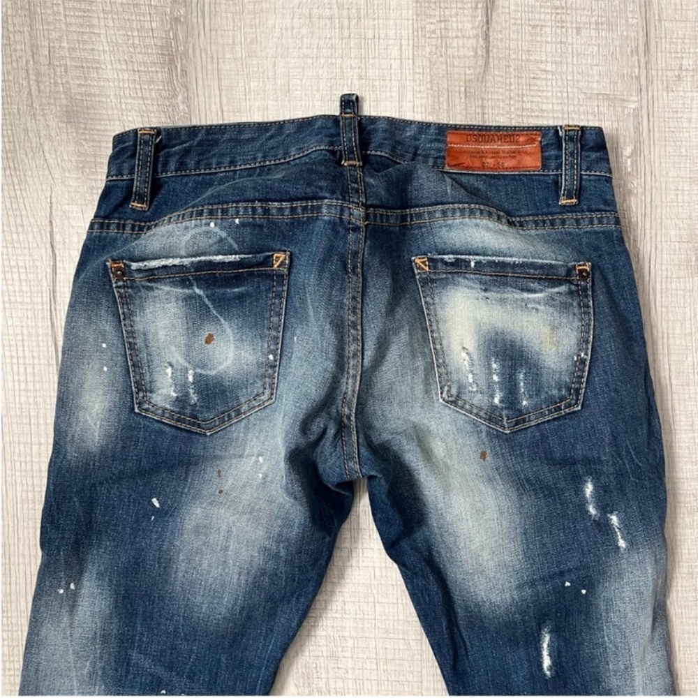 DSQUARED2 Distressed Skinny Skater Patchwork Jeans Blue Size 29 - Picture 5 of 16